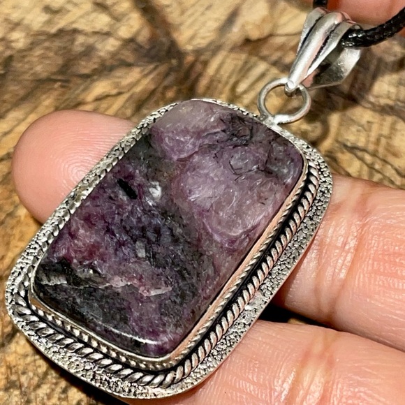 Beautiful Square Charoite Pendant 2” - Picture 1 of 13